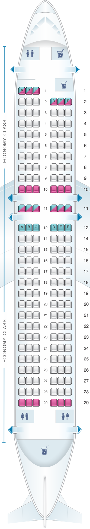 Seat map for Air France Airbus A320 Metropolitan V1