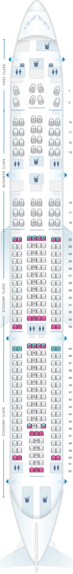 Seat Map Cathay Pacific Airways Dragon Airbus A330 300 A33r Seatmaestro