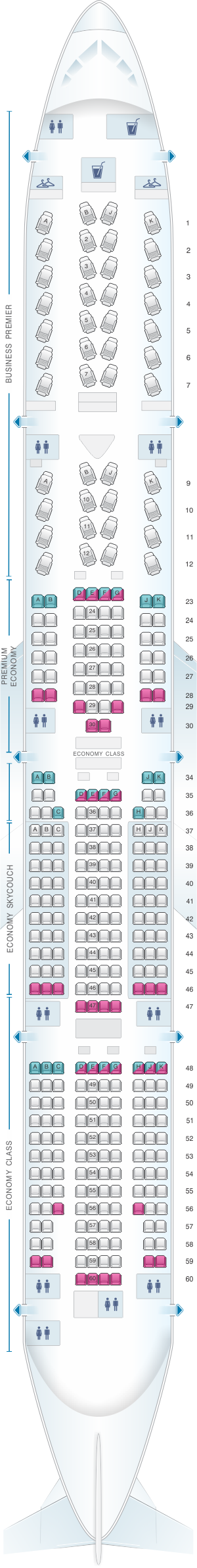 Seat map for Air New Zealand Boeing B777 300ER