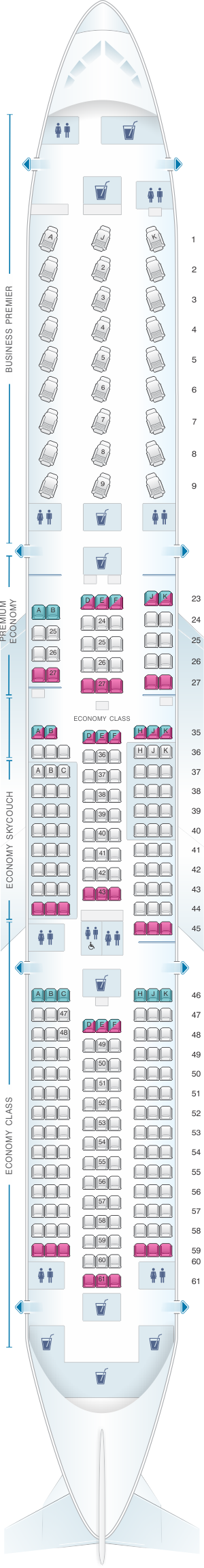 Seat map for Air New Zealand Boeing B787 9 Config.2