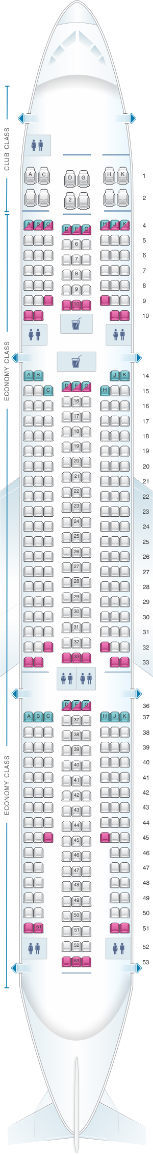 Airbus A330 Air Transat Seating Chart