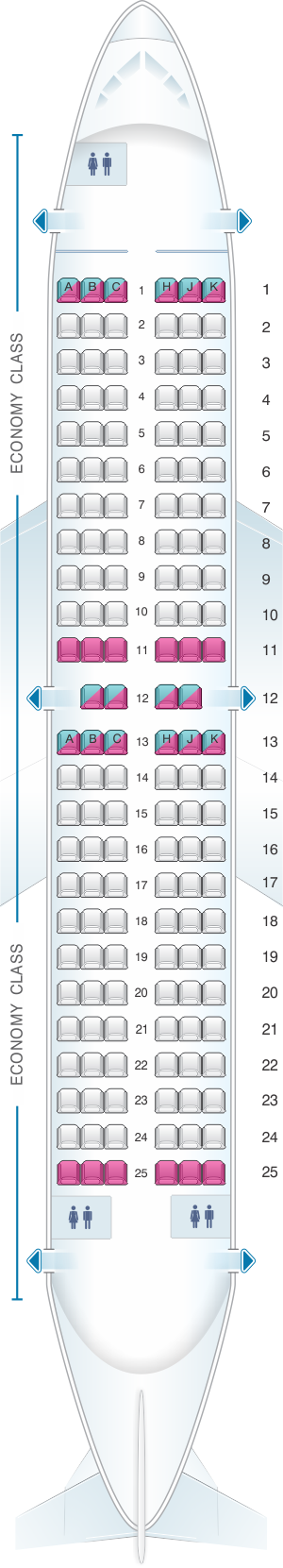 Seat map for Air Transat Boeing 737-700 US and South