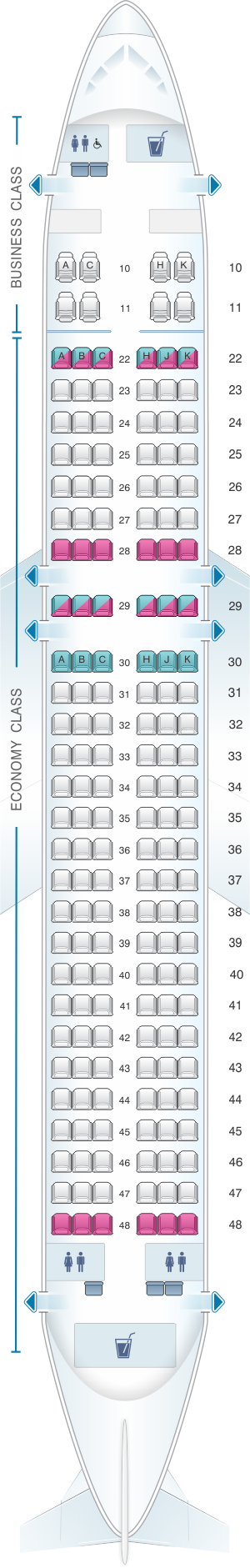 Seat map for Cathay Pacific Airways Cathay Dragon Airbus A320 200