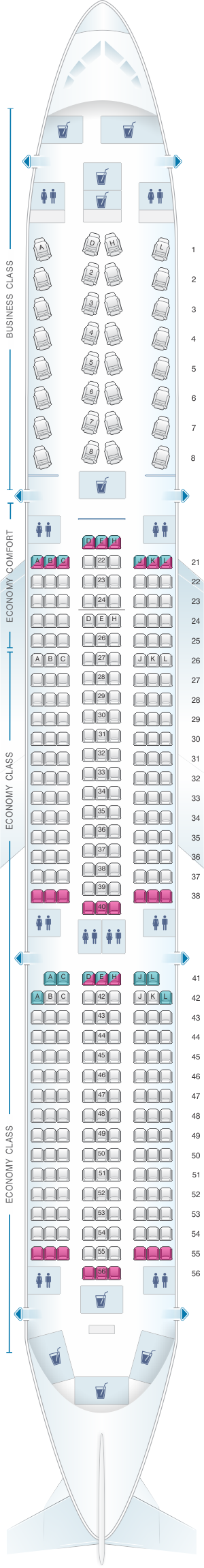 Seat map for Finnair Airbus A350 900 Config.2