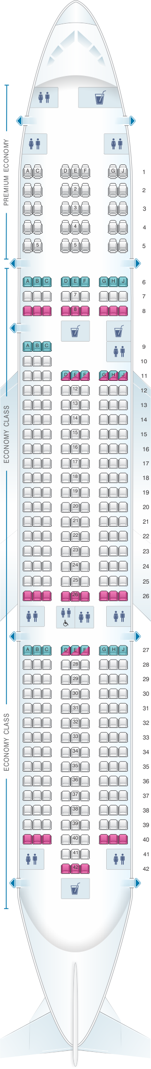 Seat map for Norwegian Boeing B787 9