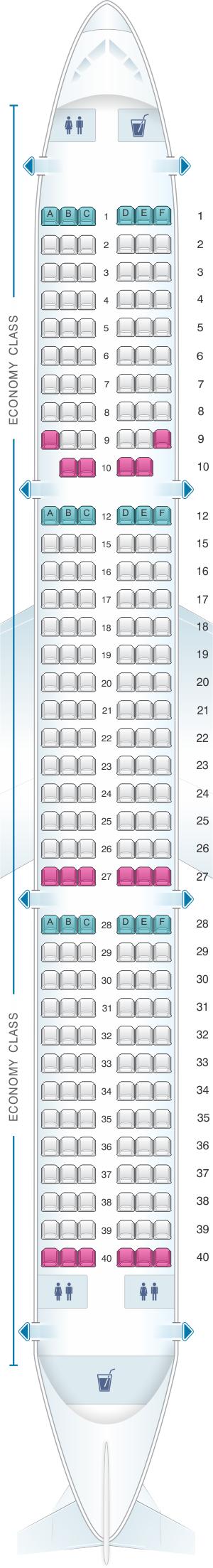 Seat map for Vueling Airbus A321