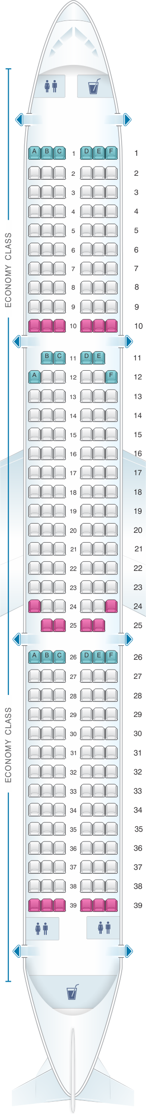 Seat map for Wizz Air Airbus A321