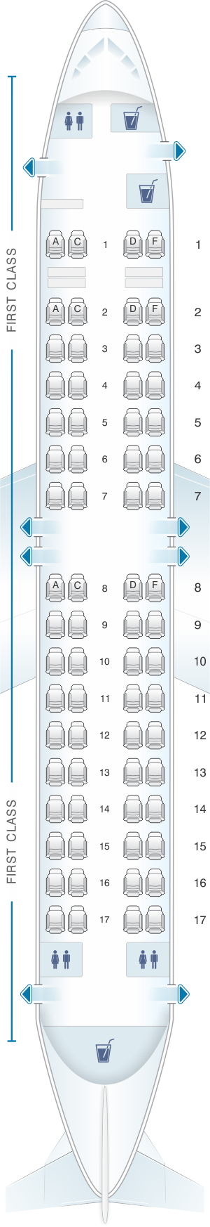Seat map for Xtra Airways Boeing B737 400 68pax