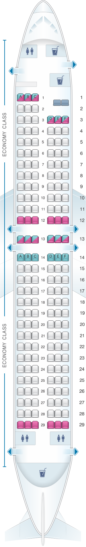 Seat map for Xtra Airways Boeing B737 800