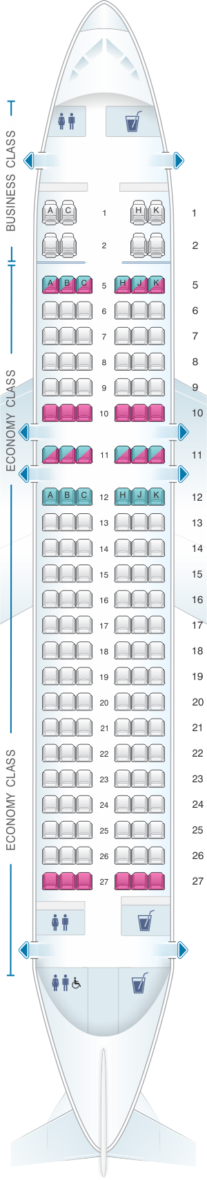 Seat map for ANA - All Nippon Airways Airbus A320 neo