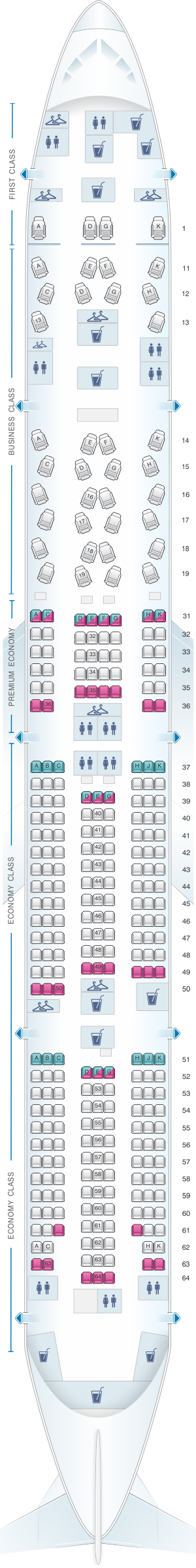 Seat map for China Southern Airlines Boeing B77W