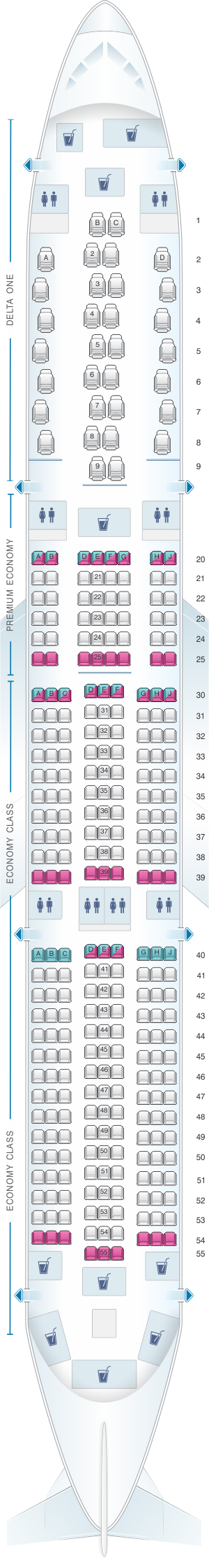 Seat Map Delta Air Lines Airbus A350 900 Seatmaestro