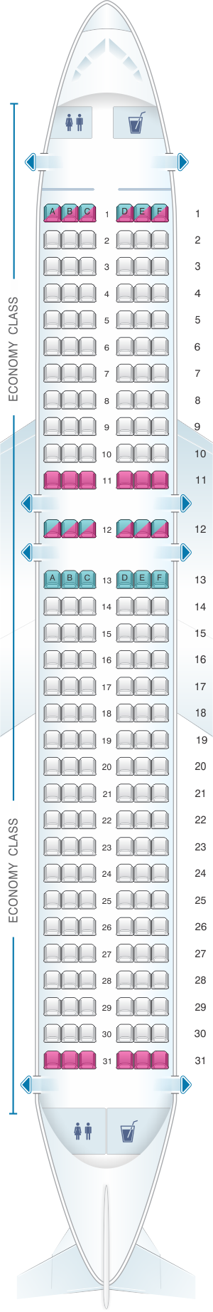 Seat map for Easyjet Airbus A320neo