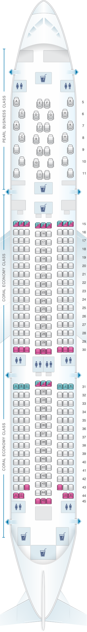 Seat map for Etihad Airways Boeing B787 9 two class