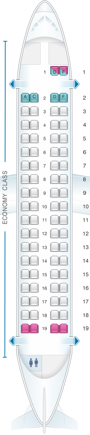 Seat map for IndiGo ATR 72