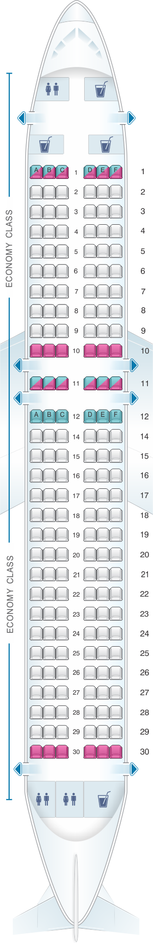 Seat map for Scandinavian Airlines (SAS) Airbus A320neo