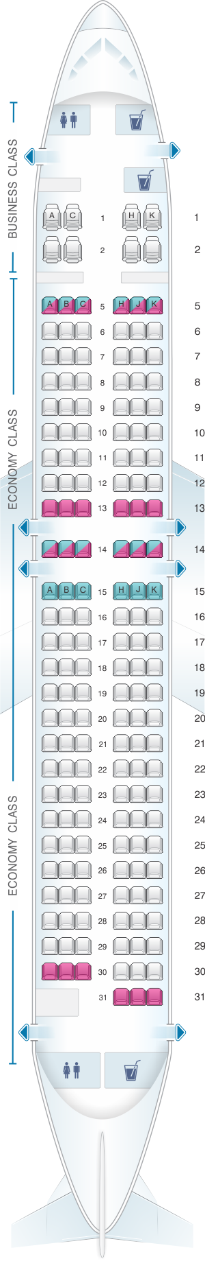 Seat map for ANA - All Nippon Airways Boeing B737 800 domestic