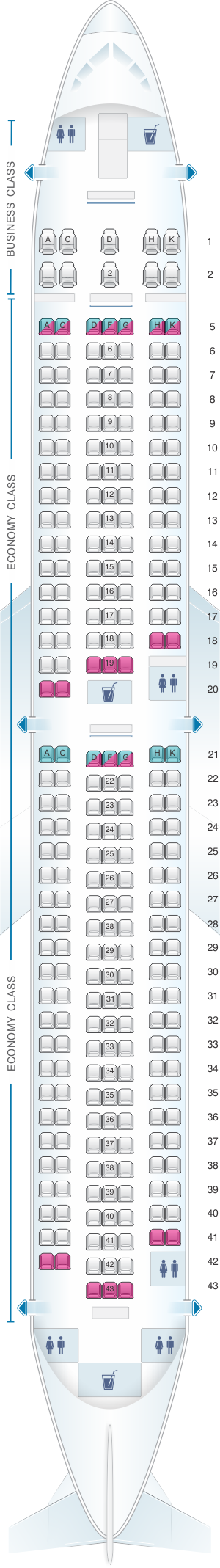 Seat map for ANA - All Nippon Airways Boeing B767 300 domestic