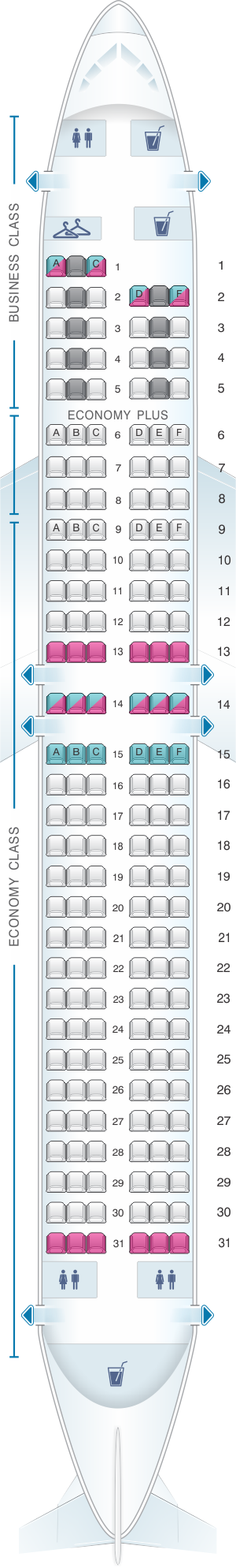 Seat map for LOT Polish Airlines Boeing B737 800