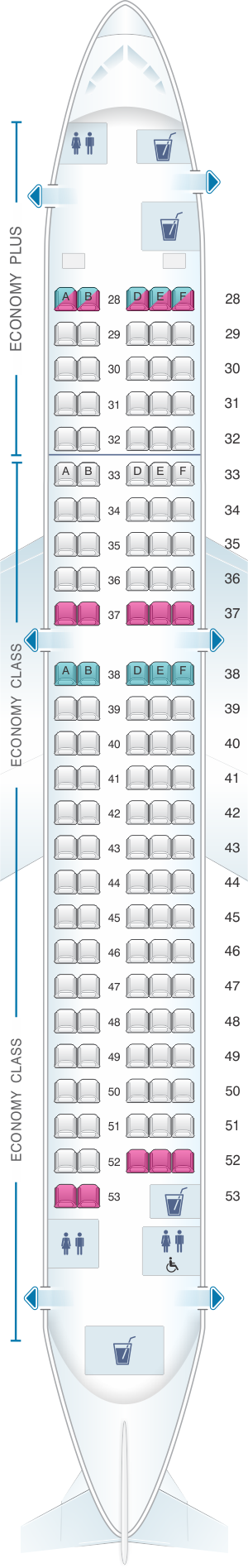 Seat map for Korean Air Airbus A220 300 v1