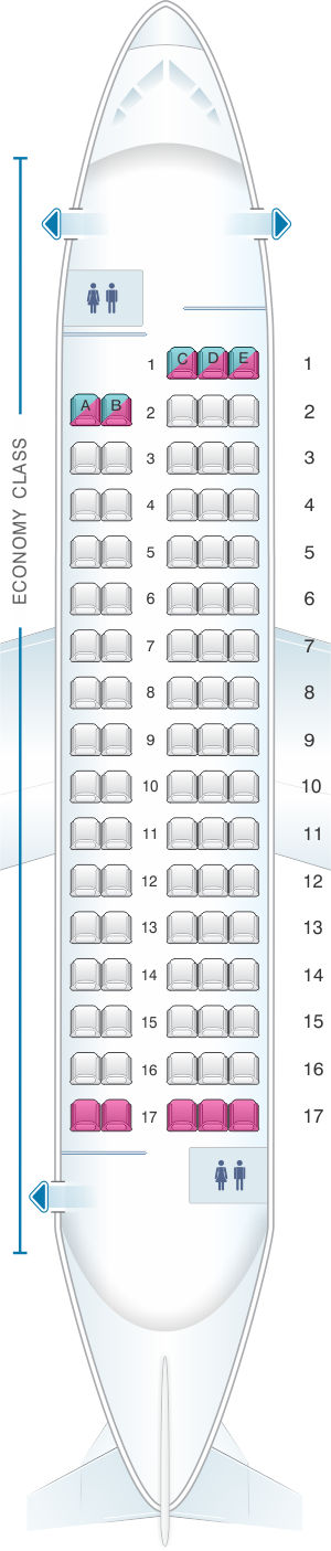 Seat map for Saravia Antonov AN-148