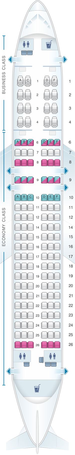 Seat map for SriLankan Airlines Airbus A320 Config. 2
