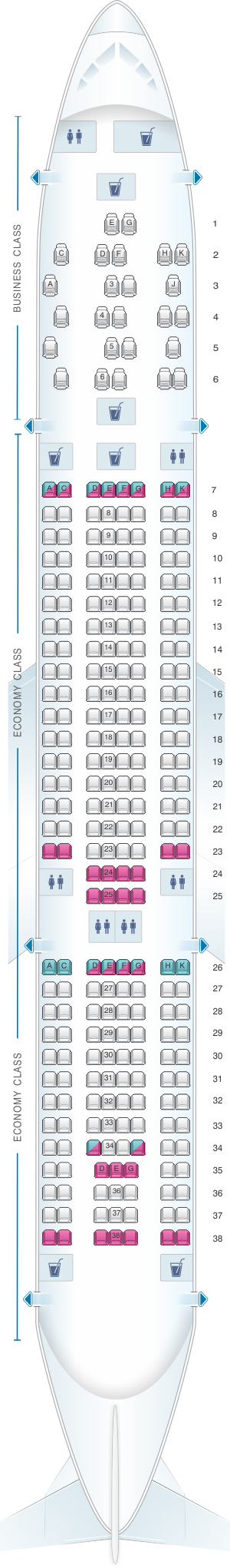 Seat map for TAP Air Portugal Airbus A330 200 V2