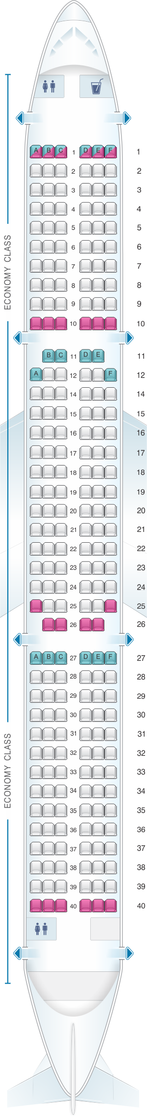 Seat map for Cebu Pacific Air Airbus A321