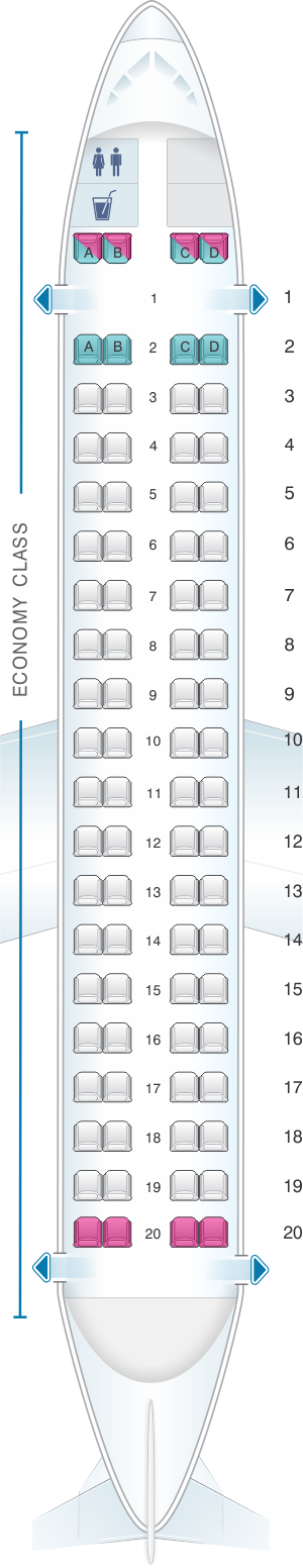 Seat map for LOT Polish Airlines Bombardier Q400