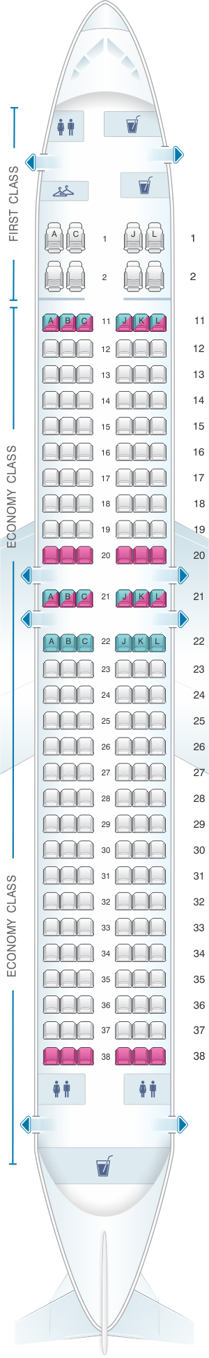 Seat map for Air China Boeing B737 800 (176PAX)