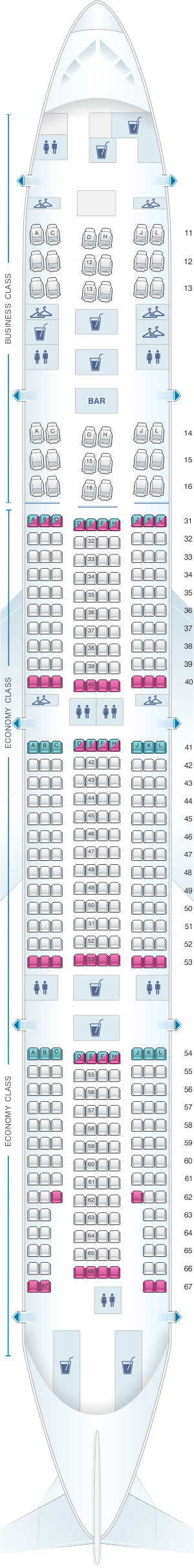Seat map for Air China Boeing B777 300ER (392PAX)