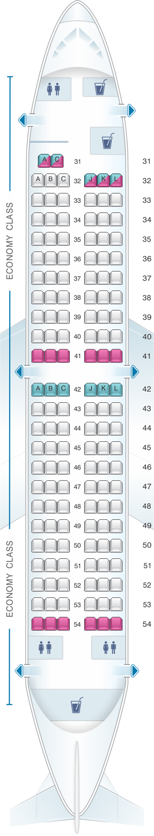 Seat map for China Eastern Airlines Boeing B737 700 140PAX