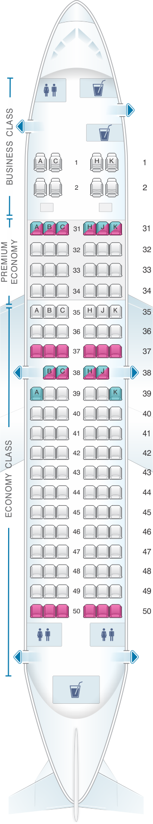 Seat map for China Southern Airlines Boeing B737 300