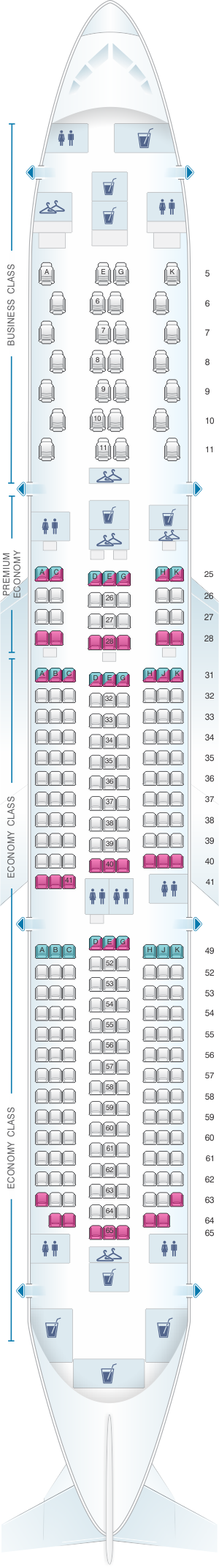 Seat map for China Southern Airlines Boeing B787 9