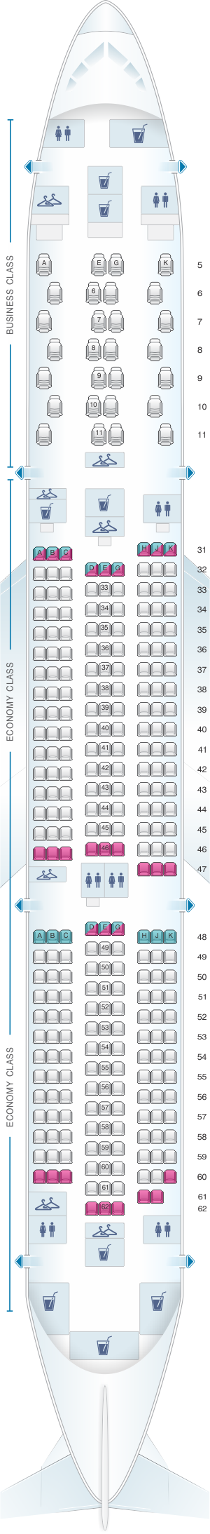 Seat map for China Southern Airlines Boeing B787 9 (78W)