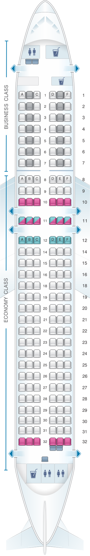 Seat map for Lufthansa Airbus A320neo