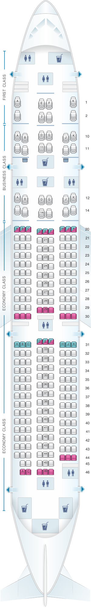 Seat map for Oman Air Boeing B787 9 V2