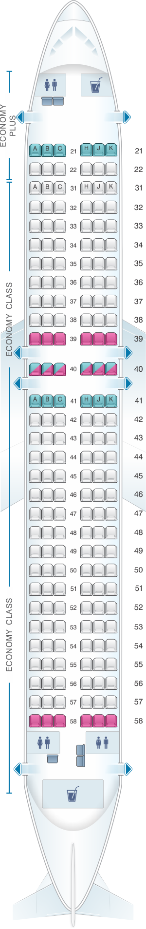 Seat map for Philippine Airlines Airbus A320 200 180PAX