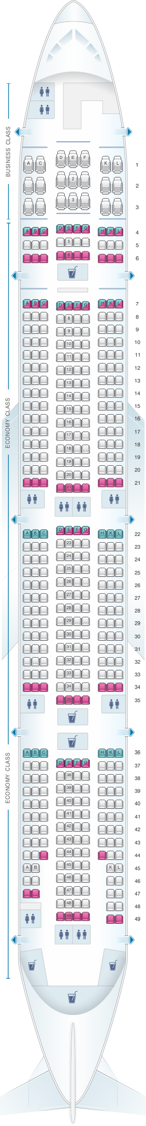 Seat map for Rossiya Airlines Boeing B777 300ER