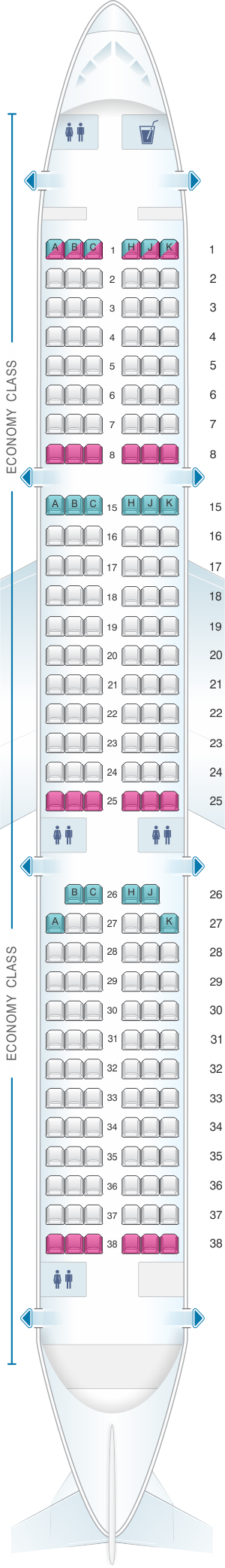 United Airbus A321 Seat Map