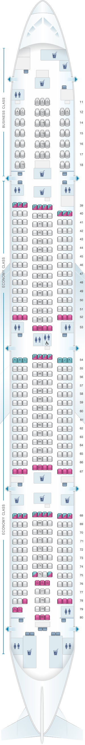 Seat map for Cathay Pacific Airways Boeing B777 300 (77P)