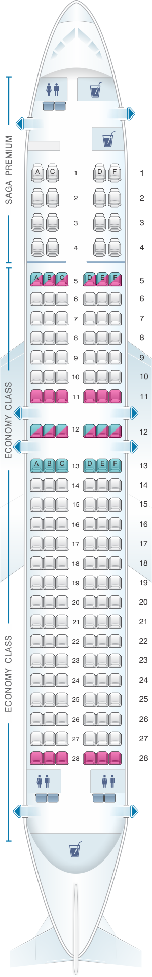 Seat map for Icelandair Boeing B737 MAX 8