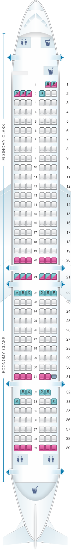 Seat map for Lion Air Boeing B737 MAX 9