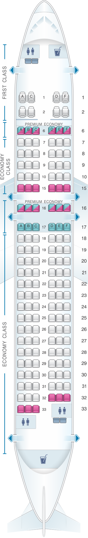 Seat map for Alaska Airlines - Horizon Air Airbus A320 214 sharklet