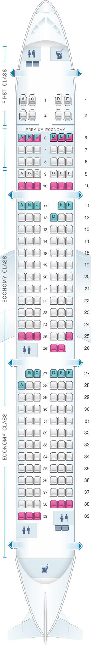 Seat map for Alaska Airlines - Horizon Air Airbus A321 NEO