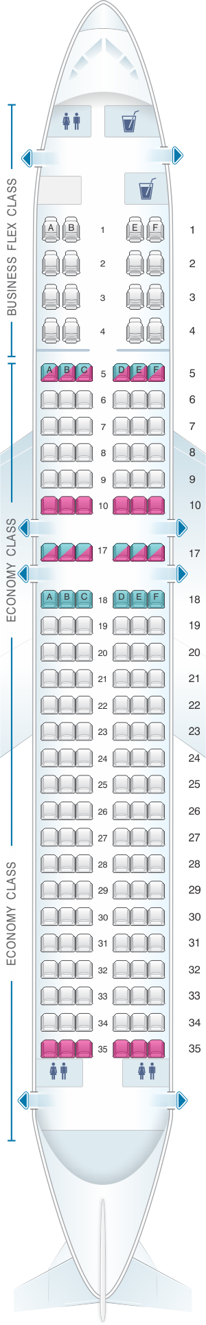 Seat map for Copa Airlines Boeing B737 MAX 9