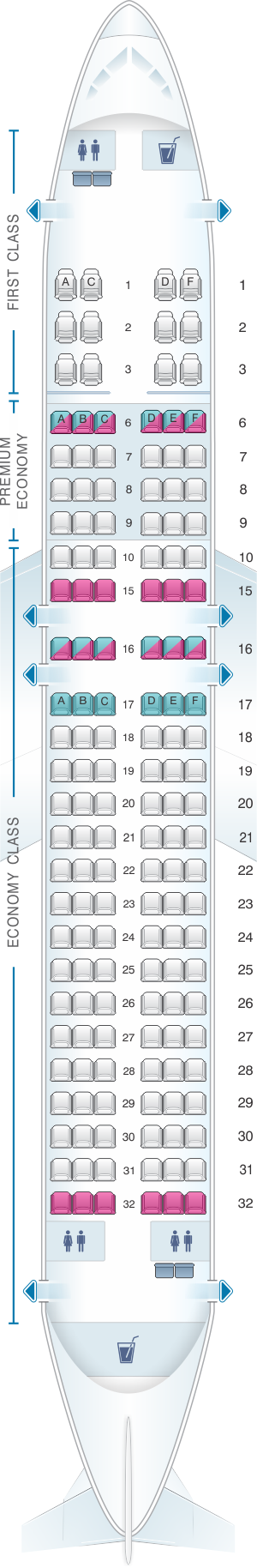 Seat map for Alaska Airlines - Horizon Air Airbus A320 214 sharklet retrofit