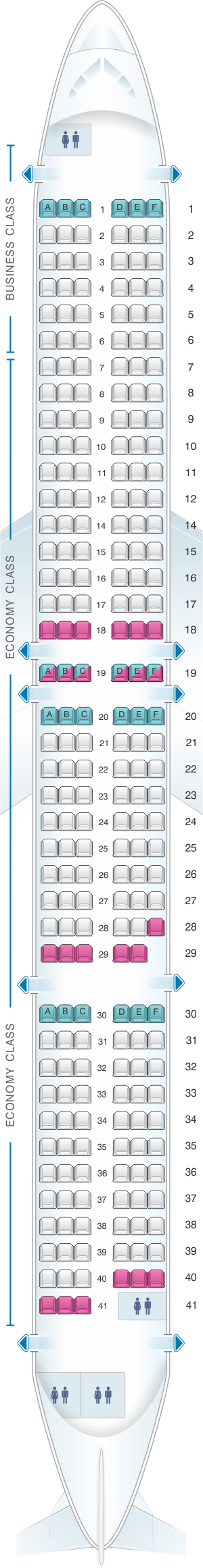 Seat map for Cebu Pacific Air Airbus A321 neo