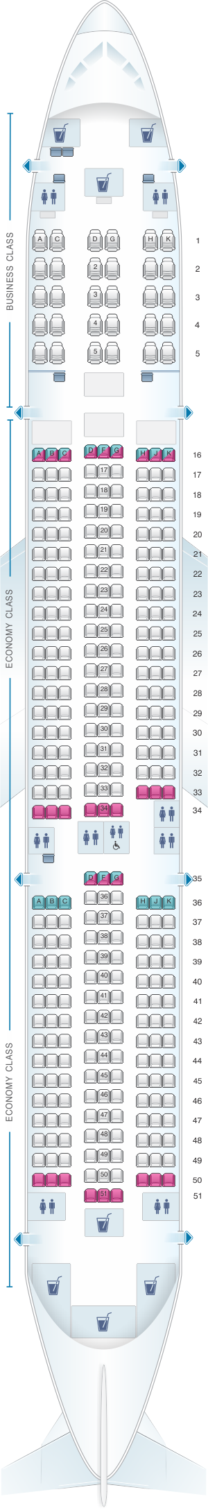 Seat Map Hainan Airlines Airbus A350 900 config.1 ...