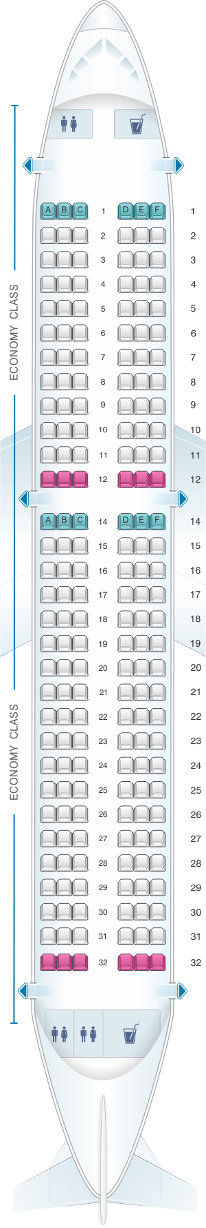 Seat map for Iberia Airbus A320 Neo
